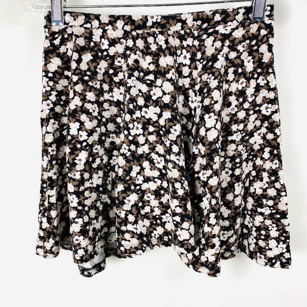 La Hearts Brown Floral Patterned Mini Skirt Sz M